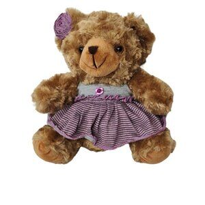 Unbranded Brown Teddy Bear Removable Dress Stuffed Animal Plush Soft Toy 9 in